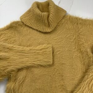 Free People Cowl Neck Sweater Women S Camel Tan Super Soft Stretchy Eyelash Knit